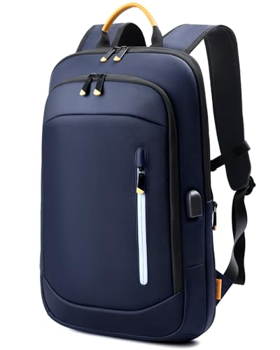 Slim Laptop Backpack for Men, 17.3 Inch Expandable Business Travel Backpack with USB Charging Port, Lightweight Work Computer Bag, Blue - color: Blue, size: 17.3 Inch