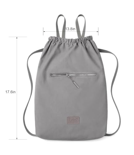 Lee Drawstring Backpack Bag Lightweight Small Gym Swim Beach Bag Water Resistant Sports Sackpack for Men Women, LEE48-002GY - color: Gray