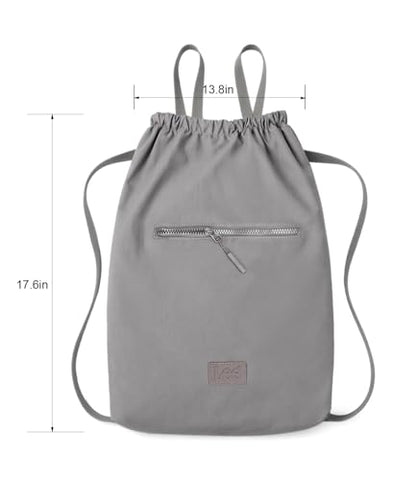 Lee Drawstring Backpack Bag Lightweight Small Gym Swim Beach Bag Water Resistant Sports Sackpack for Men Women, LEE48-002GY - color: Gray