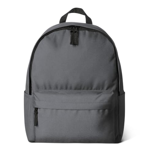 Amazon Basics Classic School Backpack with Multiple Compartments, Sturdy Construction, Adjustable Straps - Grey - color: Grey