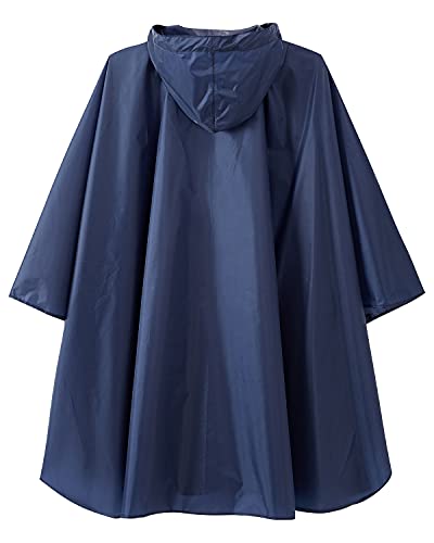 Fashion Hooded Rain Poncho Waterproof Raincoat Jacket with pocket for Women/Men/Adult - color: Blue