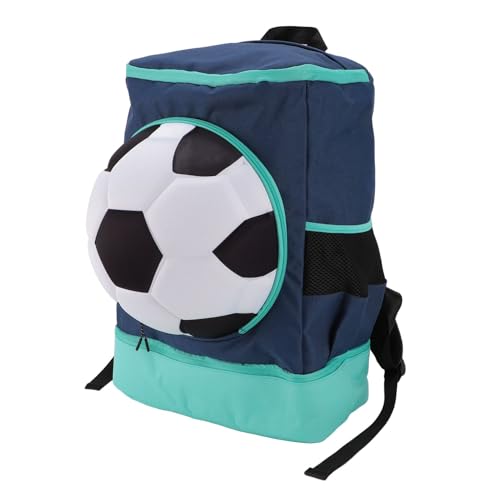 Focket Soccer Backpack, Youth Soccer Bag Breathable Design Basketball Bag with Ball Compartment Shoe Compartment for Football Volleyball Sports Equipment - color: Green with Blue, size: Adult Size (Fits Size 7 Ball)