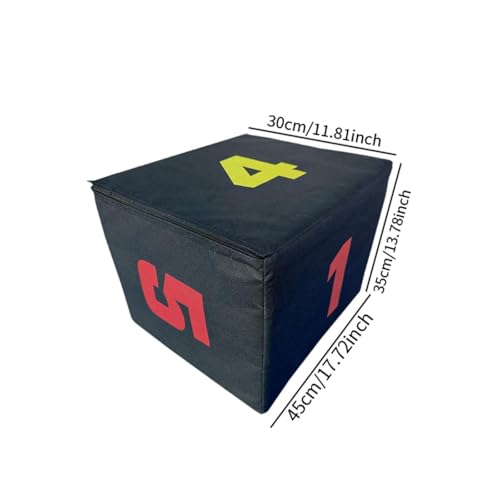 Plyometric Jump Box 3-in-1 Height Options, 30x45x35cm (11.8x17.7x13.8in), EPE Foam & PVC, Portable Training Box for Home Gym, Strength & Agility