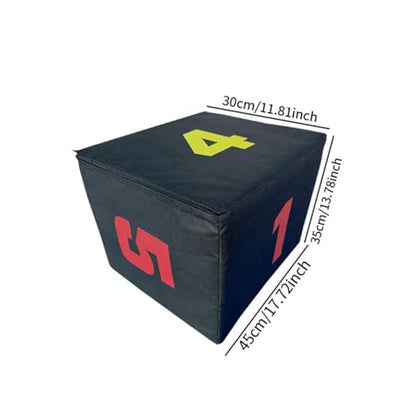 Plyometric Jump Box 3-in-1 Height Options, 30x45x35cm (11.8x17.7x13.8in), EPE Foam & PVC, Portable Training Box for Home Gym, Strength & Agility
