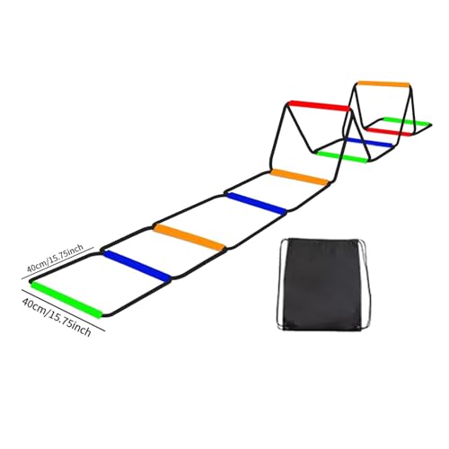 Agility Ladder Speed Ladder Footwork Ladder Workout Ladder Carbon Steel Construction Foldable Design Suitable for Athletic Training Coaches Athletes - size: 10 Grids With Bag