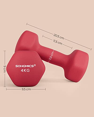 SONGMICS Dumbbells Set of 2 Dumbbells Set Dumbbells Hexagon Neoprene Coating Strength Training Workout Fitness Training Home