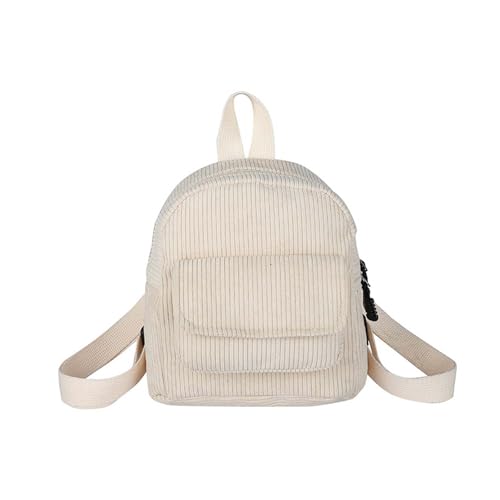 Corduroy Small Backpack for Womens and Girls, Mini Backpack Casual Backpacks Fashion Cute Backpacks Purse (Style 2, Beige) - color: Beige, style: Style 2