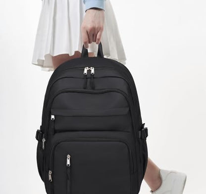 JIANYA Laptop Backpack for College Women Travel Backpack Big Student School Bag, Water Resistant Fits 15.6" Notebook - color: Black