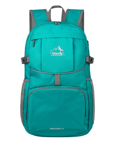 WATERFLY Hiking Packable Daypack Backpack: 35L Ultra Lightweight Day Pack for Women Men - Large Foldable Back Pack for Outdoor Sport Cycling Camping Travel Trip - Turquoise - color: B-turquoise, size: 35L