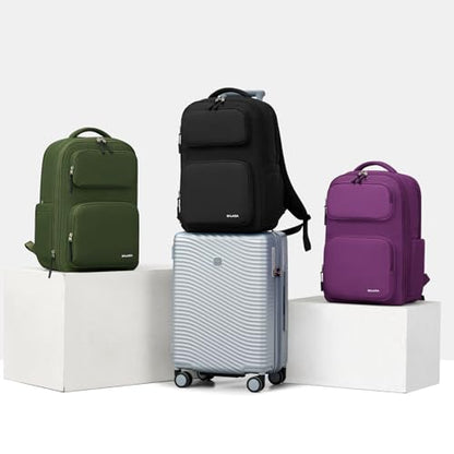 MILADA Expandable Travel Backpack 28L to 39L, TSA-Approved Carry On Backpack with 17 Inch Laptop Compartment, School Business Work Backpack for Men & Women, Green - color: Green