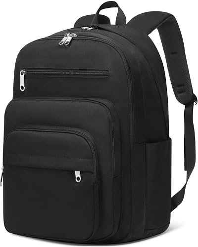 Backpack for Middle High School Teen Boys Girls Large College Bookbag with Laptop Compartment Back to School Book Bags Mochilas Escolares para Niños Niñas Adolescentes (Black, Solid) - color: Black