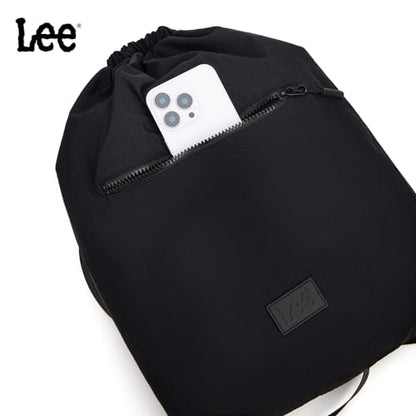 Montana West Lee Drawstring Backpack Bag Lightweight Small Gym Swim Beach Bag Water Resistant Sports Sackpack for Men Women, LEE48-002BK - color: Black