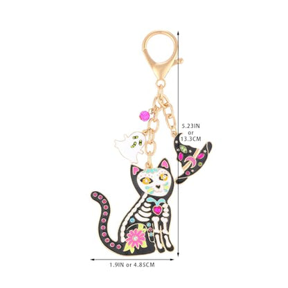 Madison Tyler Western Cowboy Boots Cherry Bow Bubble Tea Strawberry Cute Keychain | Bag Charms for Handbags Purse Charms - color: Halloween Cat