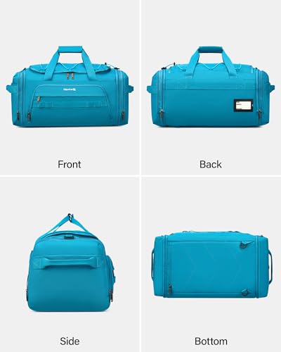 Hanke Gym Bag for Men Women, Expandable 45L-55L Large Capacity Travel Duffle Bag, 3-in-1 Weekender Backpack with Shoe Compartment & Wet Pocket, Durable Water-Resistant, Caribbean Blue - color: Caribbean Blue