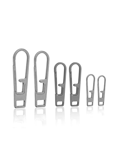 VIPERADE VAT1 Heavy Duty Titanium Zipper Pulls Replacement, Universal Zipper Pull Tab Repair Kit for Jackets, Coats, Suitcases, Luggage, Backpacks, Handbags and EDC Pouches (6 Polished, 2S+2M+2L) - color: 6 Polished, size: 2S+2M+2L