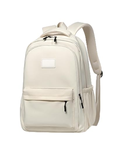 Water-Resistant Casual Backpack - Lightweight Travel Daypack with Laptop Compartment & Multi-Pocket Design (White) - color: White