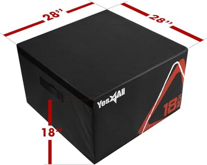 Yes4All Adjustable Soft Plyo Box, Jumping Trainer - For Plyometric Exercises and Conditioning, Multiple Height Variations - color: F. Black - 18"