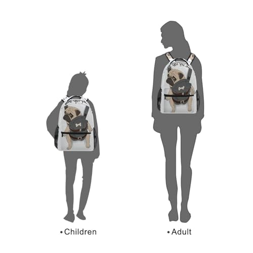 ALAZA Pug Dog Print Puppy Funny Quote Large Backpack for Kids Boys Girls Student Personalized Laptop iPad Tablet Travel School Bag with Multiple Pockets - color: Pug