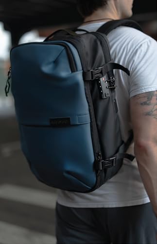 AirVault Vacuum Seal Travel Backpack 60L with Expandable HyperSeal Air Compression Vacuum System Water Resistant TSA Lock (Vacuum Pump Included, Blue, 60L) - color: Blue