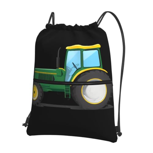 Color Tractor Prints Drawstring Zipper Backpack Lightweight Sport Gym Bag Water-Resistant Travel Throw Cover for Men Women Teens