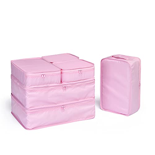 JJ POWER Travel Packing Cubes, Luggage Organizers with Shoe Bag - color: Pink
