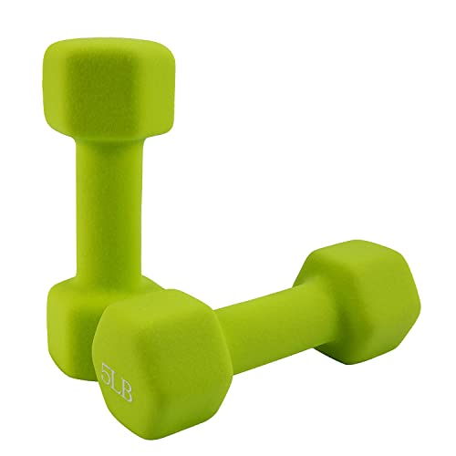 Saorzon Dumbbells Set of 2 Exercise Fitness Dumbbell for Home Gym Free Weights Hand Hex Dumb Bells - color: Green, style: 5 Pounds,Pair