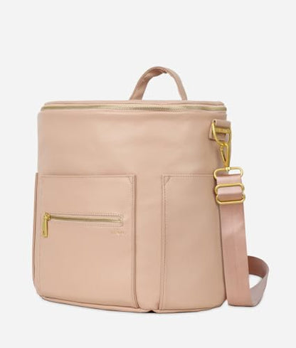 FAWN DESIGN The Original Diaper Bag, Faux Leather Diaper Bag Backpack, Vegan Leather, Large Capacity Baby Bag for Mom - color: Warm Blush