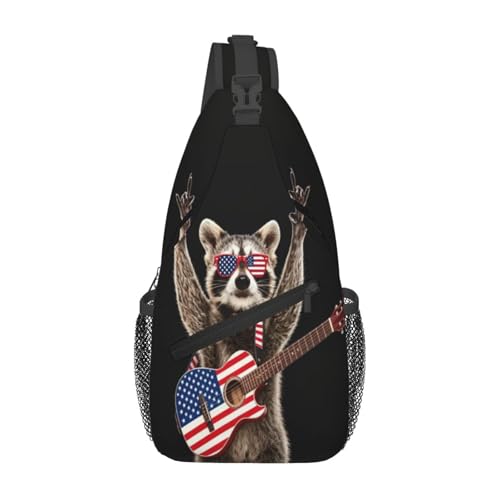 Horse Sling Bag Crossbody Backpack Lightweight Chest Bag Casual Travel Daypack For Work Daily Commute And Short Trips - color: Funny Raccoon