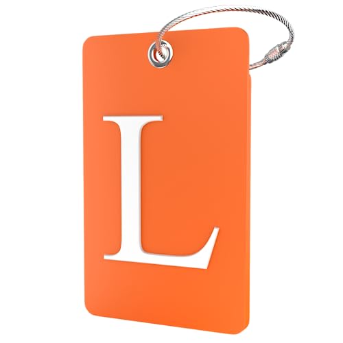 Shacke Luggage Tag Initial – Fully Bendable Tag w/Stainless Steel Loop - Orange (Letter L) - color: Orange, size: Letter L
