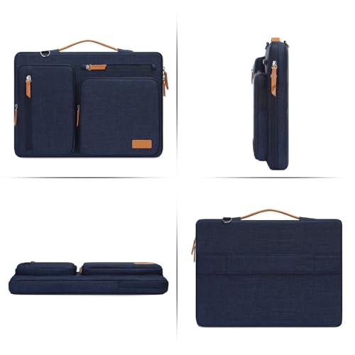 MOSISO 360 Protective Laptop Shoulder Bag,15-15.6 inch Computer Bags Compatible with MacBook Pro 16 inch, HP, Dell, Lenovo, Asus Notebook,Side Open Messenger Bag with 4 Zipper Pockets, Navy Blue - color: Navy Blue, size: 16 inch