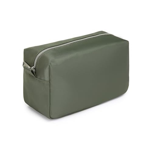 Organizer Bag Lightweight Cosmetic Bag with Ring Clasp Perfect Travel Makeup Bag for Women nylon Stand Up Design (Army Green/Nylon) - color: Army Green/Nylon