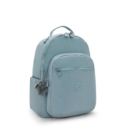 Kipling Women's Seoul 15" Laptop Backpack, Durable, Roomy with Padded Shoulder Straps, Built-In Protective Sleeve - color: Relaxed Grey, size: 12.75''L x 17.25''H x 8''D