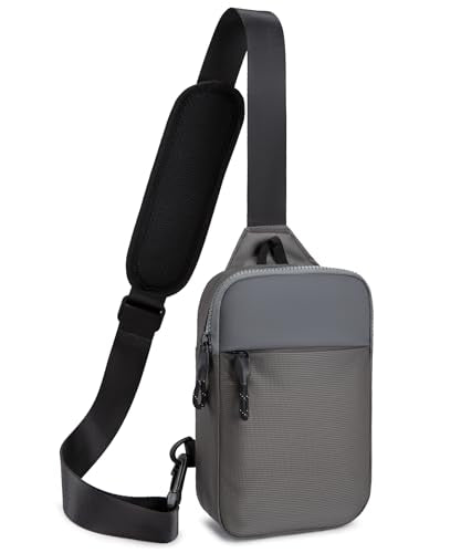 higouta Mini Sling Bag for Men Women, RFID Blocking Crossbody Backpack Casual Utility Chest Phone Bag for Travel Workout - color: Grey