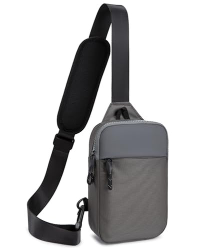 higouta Mini Sling Bag for Men Women, RFID Blocking Crossbody Backpack Casual Utility Chest Phone Bag for Travel Workout - color: Grey