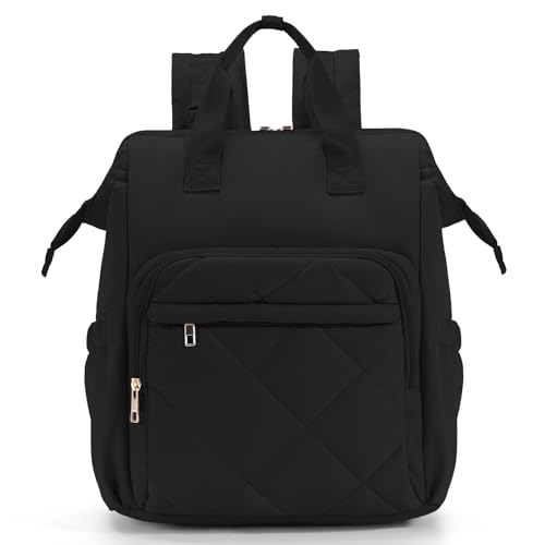 CEI-CEI Diaper Bag Backpack for Mom and Dad, Puffer Baby Bag Backpack with Insulated Pocket, Water-Resistant, Unisex Travel Backpack with Changing Pad & Stroller Straps - color: Black