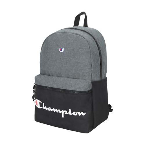 Champion Manuscript Backpack with Padded Adjustable Straps, Water Bottle Pocket for Work, Travel, Daily Use - color: Heather Grey