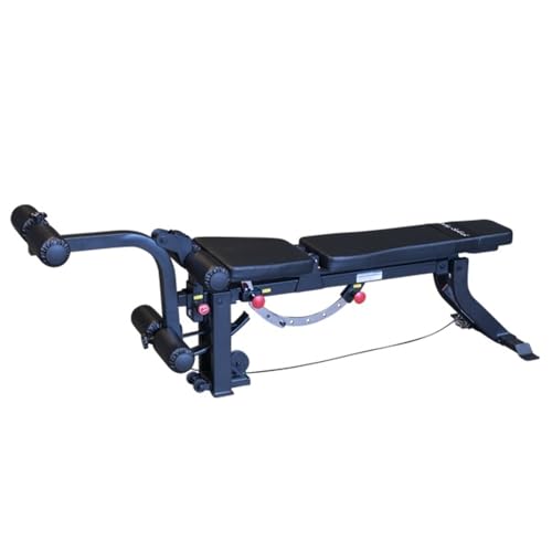 Body-Solid (GLEG) Adjustable Weight Bench with Cabled Leg Developer for Power Rack Weight Attachment, Foldable Workout Bench for Dumbbell Workouts, Incline Decline Bench