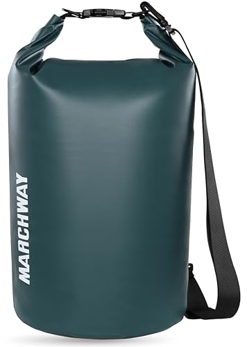 MARCHWAY Floating Waterproof Dry Bag Backpack 5L/10L/20L/30L/40L, Roll Top Sack Keeps Gear Dry for Kayaking, Rafting, Boating, Swimming, Camping, Hiking, Beach, Fishing - color: Blackish Green, size: 10L