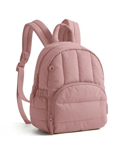 BAGSMART Mini Backpack for Women, Lightweight Puffer Small Backpack Purse, Quilted Casual Travel Daypack, Cute Water-Resistant Bookbag for Daily, Dark Pink - color: Dark Pink