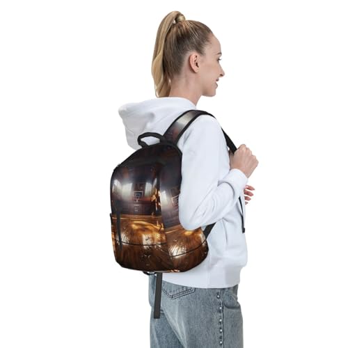 Basketball court Travel Backpack for Men & Women 14 inch Laptop Backpack Waterproof Work Back Pack - color: Basketball Court