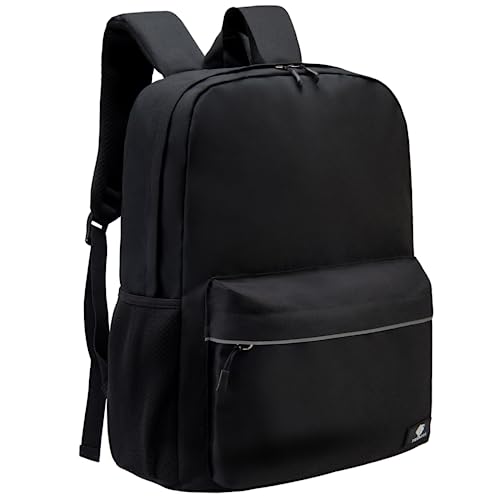 Fenrici Black Backpack for Girls, Boys, Teens, Kids' School Backpack, Kids' Bookbags with Padded Laptop Compartment, Black, 17 Inch - color: Black