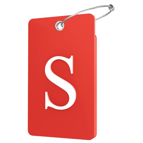 Gostwo 2 Pack Luggage Tags for Suitcases, 26 Initial Letter Travel Luggage Baggage Identification Labels ID Tag Fully Bendable Tags with Stainless Steel Loop (Red) (Letter S) - color: Red, size: Large S