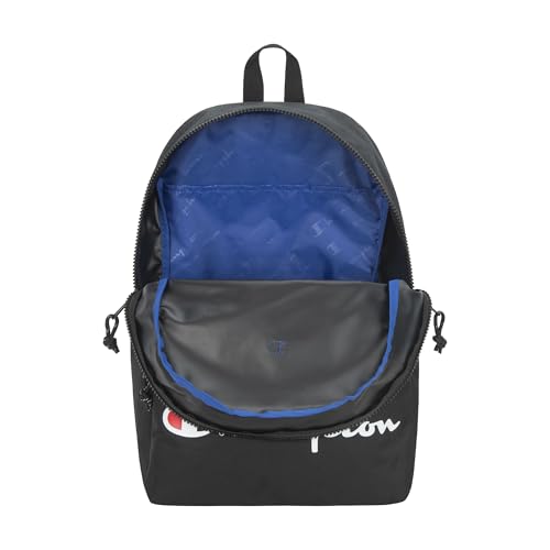 Champion Manuscript Backpack with Padded Adjustable Straps, Water Bottle Pocket for Work, Travel, Daily Use - color: Black