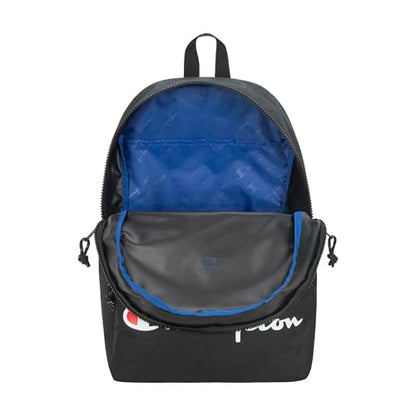 Champion Manuscript Backpack with Padded Adjustable Straps, Water Bottle Pocket for Work, Travel, Daily Use - color: Black