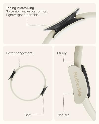 BetterMe Pilates Studio Kit – Pilates Ring, Pilates Ball, Resistance Bands & Sliders – Complete Pilates Equipment Set for Women – Home & Studio Pilates Workout Kit - color: Ivory