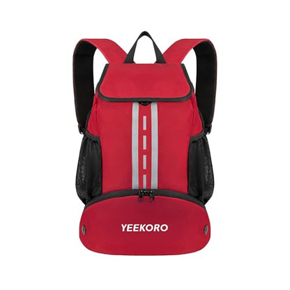 Soccer Backpack Multifunctional Sport Gym Bags with Dry-wet Separate & Shoe Compartment for Basketball Volleyball - color: Basic Model-red