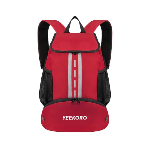 Soccer Backpack Multifunctional Sport Gym Bags with Dry-wet Separate & Shoe Compartment for Basketball Volleyball - color: Basic Model-red