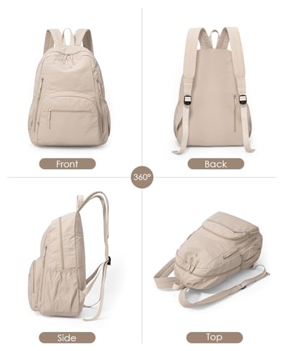 Backpack for Women, Work College Laptop Backpack, Lightweight Travel Backpack Purse, Casual Daypack Bag (Khaki) - color: Khaki