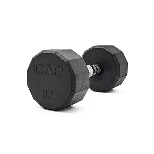CAP Barbell Coated Hex Dumbbell Weight - Single | 10-120 lbs | Multiple Options - size: 12 lb, style: 12-Sided - Chrome Handle