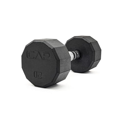 CAP Barbell Coated Hex Dumbbell Weight - Single | 10-120 lbs | Multiple Options - size: 12 lb, style: 12-Sided - Chrome Handle